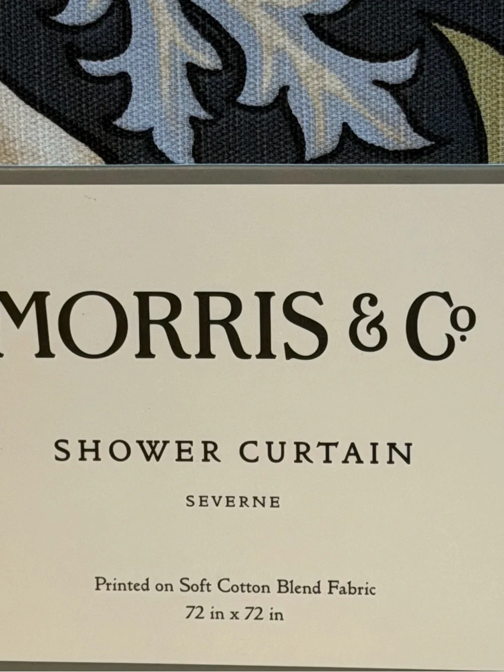 Morris & Co. NWT Severne Gray, Cream & Green Floral Shower Curtain 72